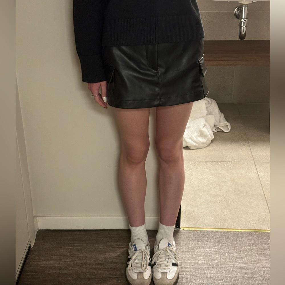 Zara Black Faux Leather Mini Skort